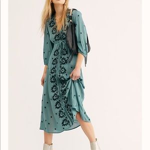 Free People Embroidered Fable Midi Dress - XS